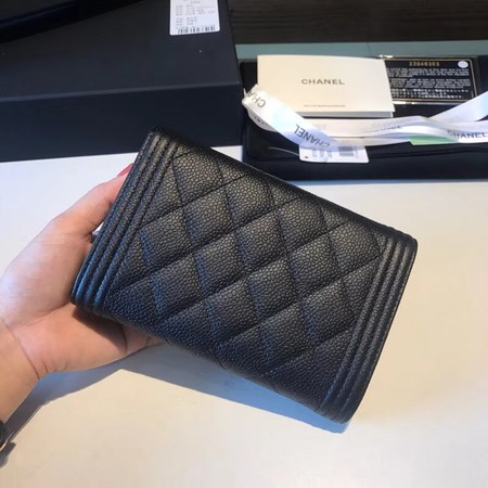 Chanel Boy Matelasse Caviar Calfskin Leather Wallet  CHA5569 black