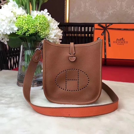 Hermes Evelyne mini 17cm Messenger Bag Original Calf Leather H1187 Light tan