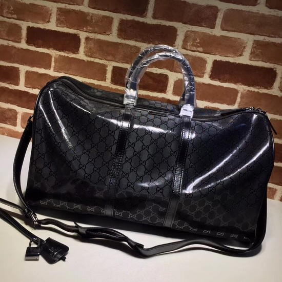 Gucci PVC Keepall Strap Travel Bag 206500 black