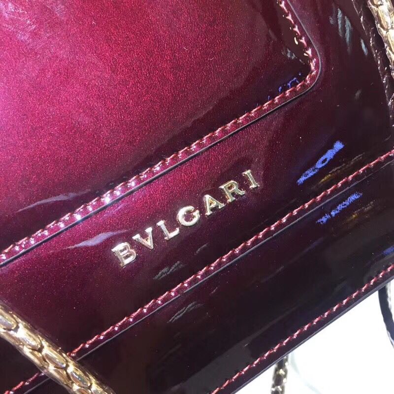 BVLGARI Serpenti Forever metallic-leather shoulder bag 058962 fuchsia