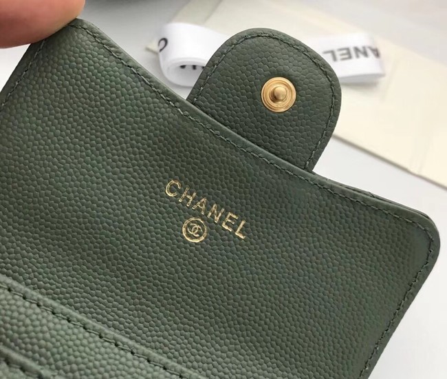 Chanel Classic Card Holder A31504 green gold-Tone Metal