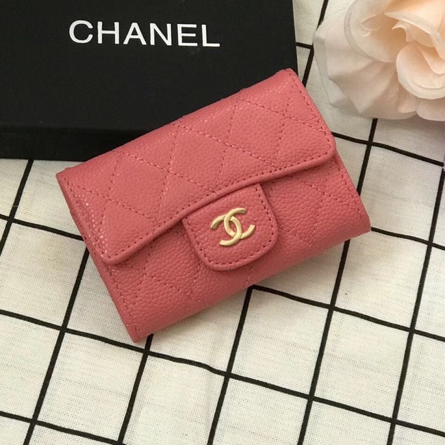 Chanel Classic Card Holder A31504 pink gold-Tone Metal