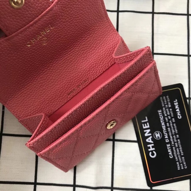 Chanel Classic Card Holder A31504 pink gold-Tone Metal