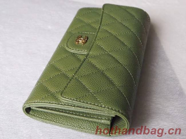 Chanel Classic Flap Wallet A31506 green Gold-Tone Metal