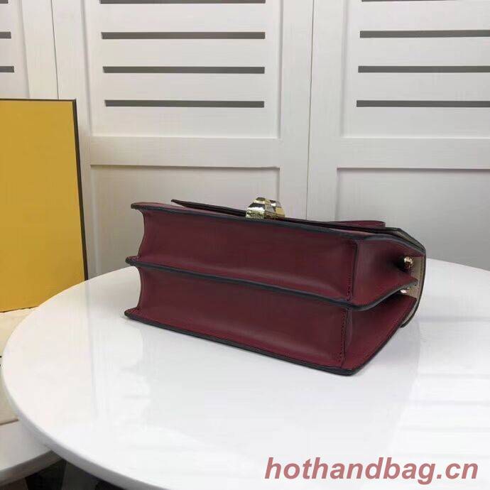FENDI Kan I Leather Shoulder Bag F9235 red