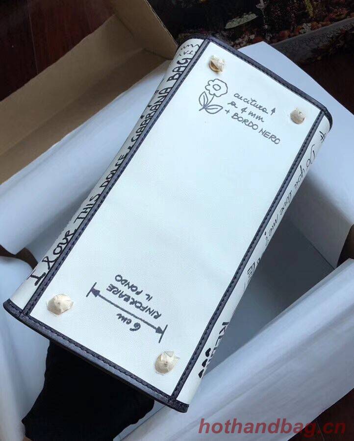 Dolce & Gabbana SICILY Chrysanthemum Calfskin Tote Bags 5588 white Dolce & Gabbana SICILY Chrysanthemum Calfskin Tote Bags 5588 white