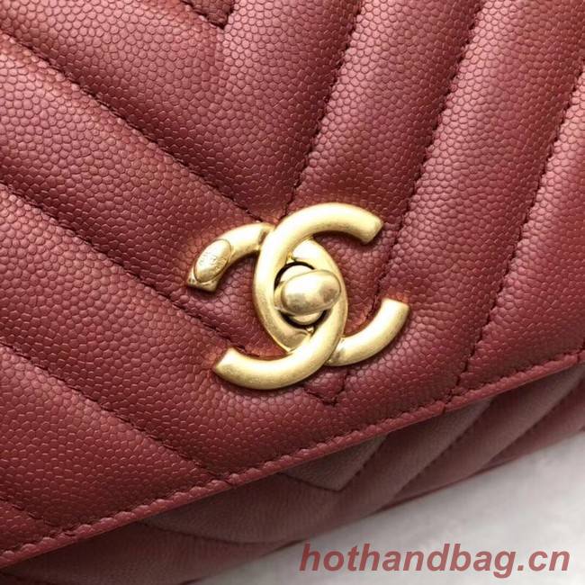 Chanel Small Flap Bag with Top Handle A92990 Wine