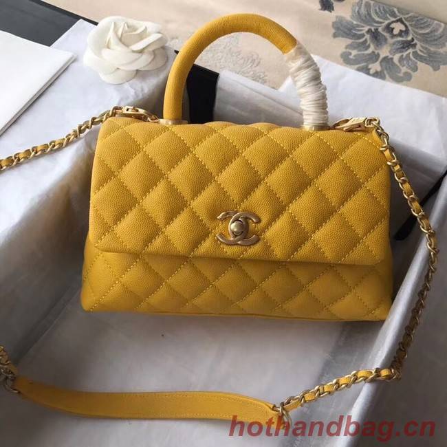 Chanel Small Flap Bag with Top Handle A92990 yellow