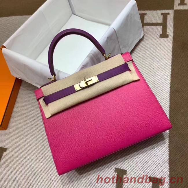 Hermes Kelly 28cm Shoulder Bags Epsom Leather KL28 Plum red&purple