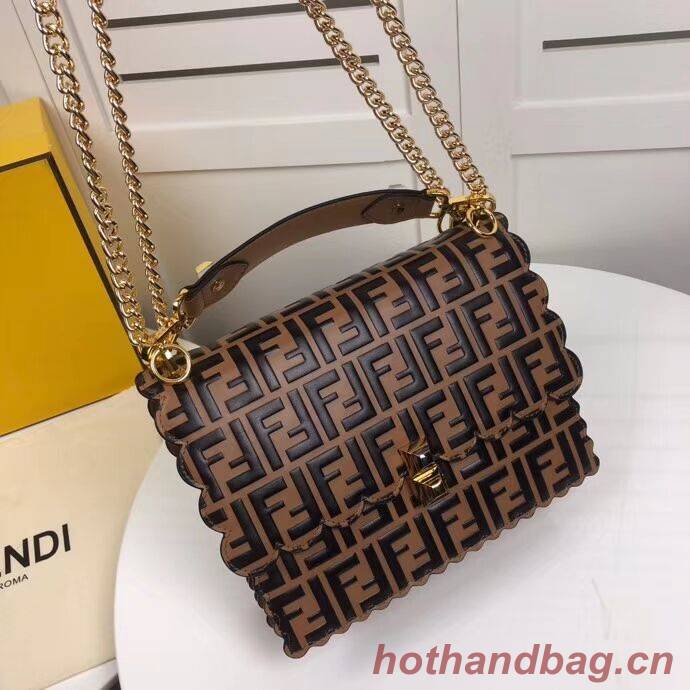 Fendi KAN I F leather bag 8BF053 Brown Fendi KAN I F leather bag 8BF053 Brown