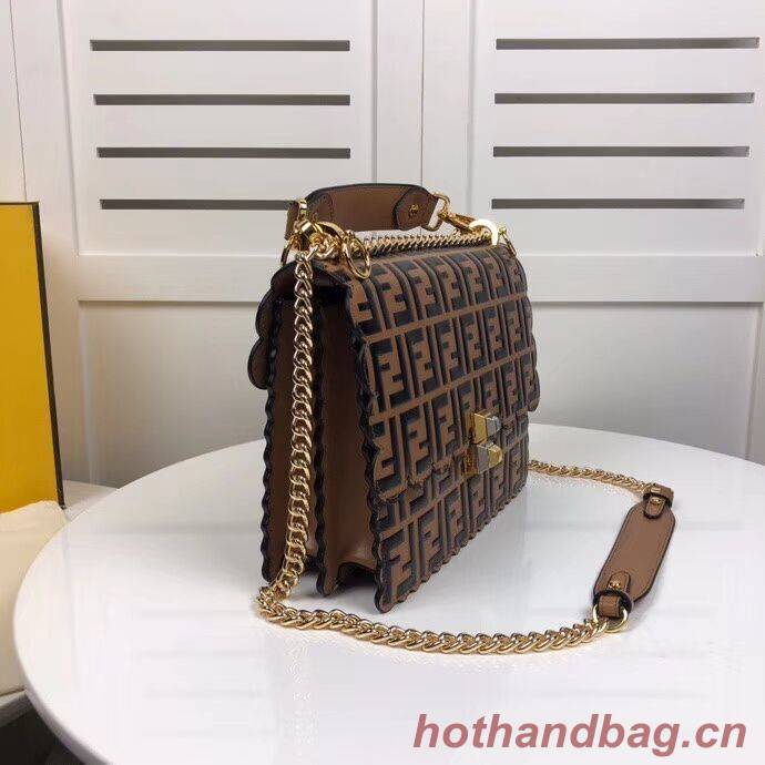 Fendi KAN I F leather bag 8BF053 Brown Fendi KAN I F leather bag 8BF053 Brown