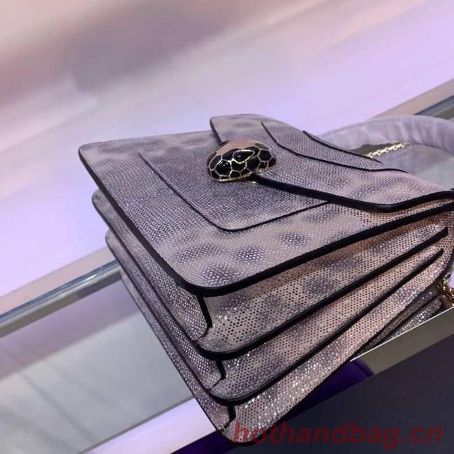 BVLGARI Serpenti Forever metallic-leather shoulder bag 058962 grey