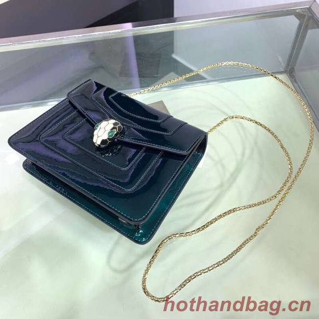 BVLGARI Serpenti Forever metallic-leather shoulder bag 34559 dark green