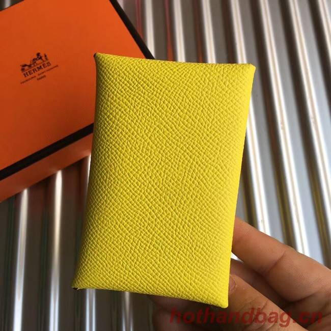Hermes Bastia Epsom card case H0369 lemon