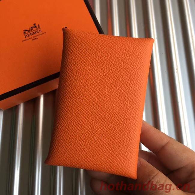 Hermes Bastia Epsom card case H0369 orange