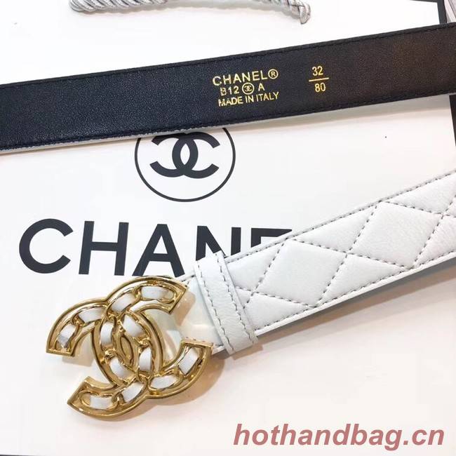 Chanel Calf Leather Belt Wide with 32mm 56607