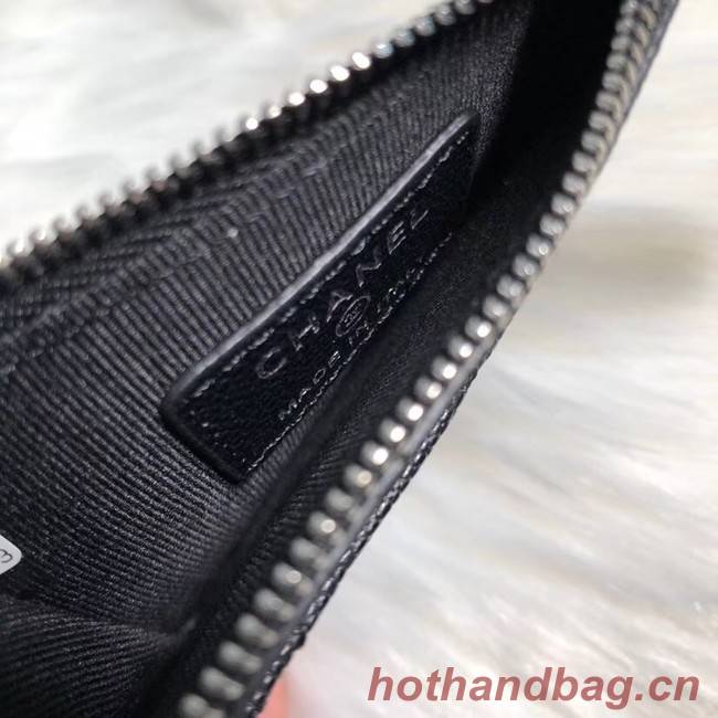 Chanel classic card holder Grained Calfskin & silver-Tone Metal A84105 black