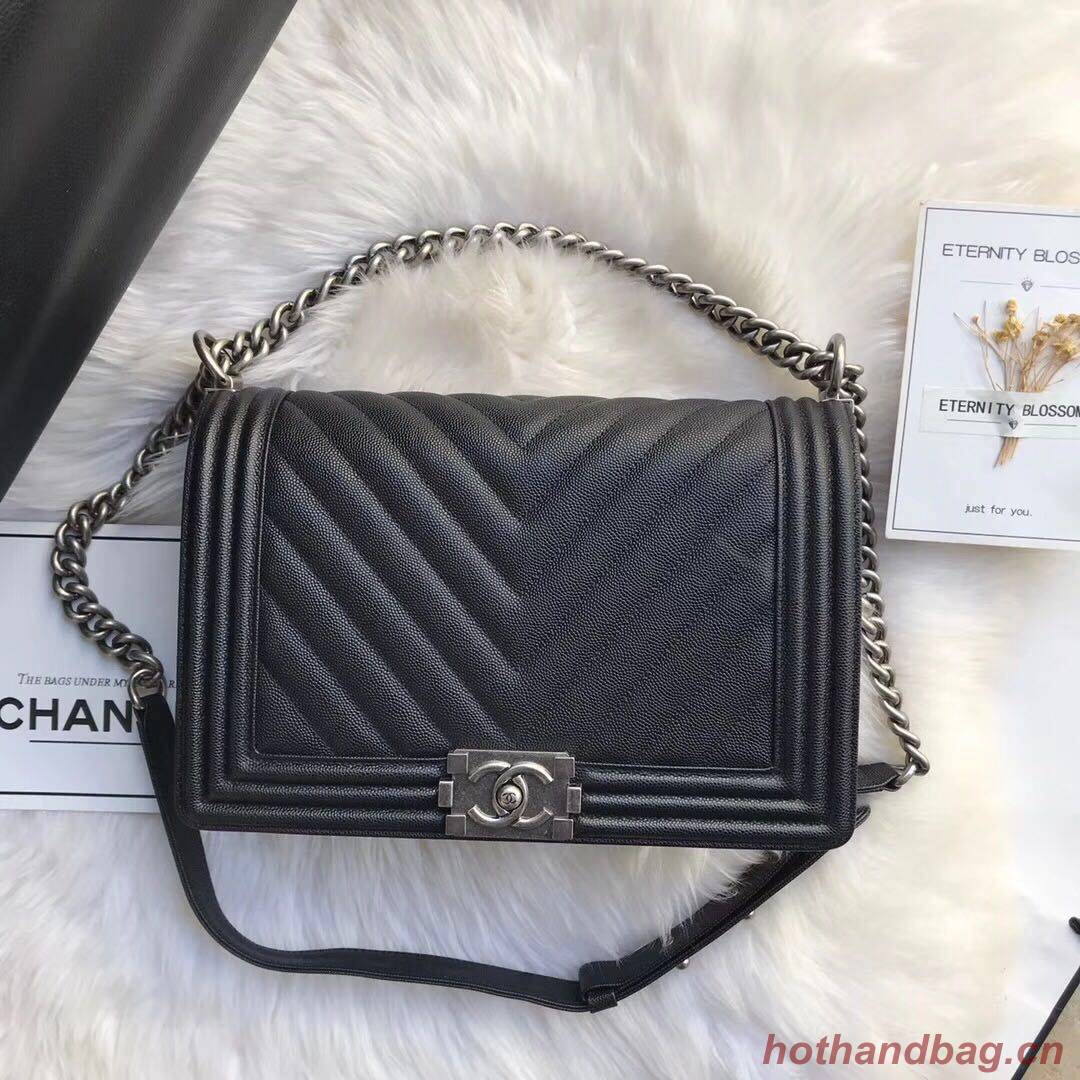 Chanel Leboy Original Caviar leather Shoulder Bag Black A67087 Silver