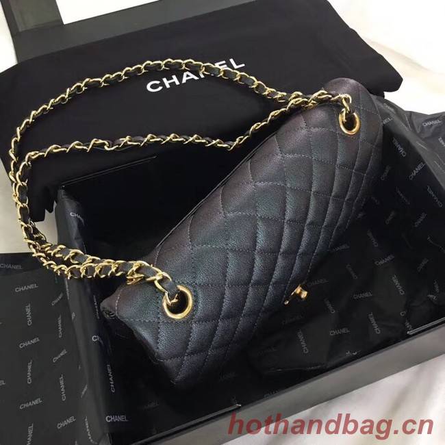 Chanel Calfskin & Gold-Tone Metal A01112 black