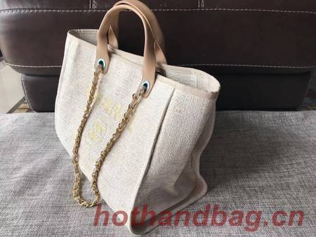 Chanel Canvas Original Leather Shoulder Shopping Bag A2369 creamy Chanel Canvas Original Leather Shoulder Shopping Bag A2369 creamy