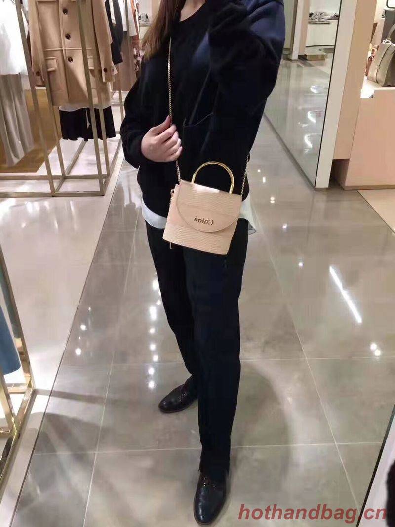 Chloe Small Aby Lock Chain Bag in Embossed Lizard Effect on Calfskin & Goatskin 3S035 Apricot Chloe Small Aby Lock Chain Bag in Embossed Lizard Effect on Calfskin & Goatskin 3S035 Apricot