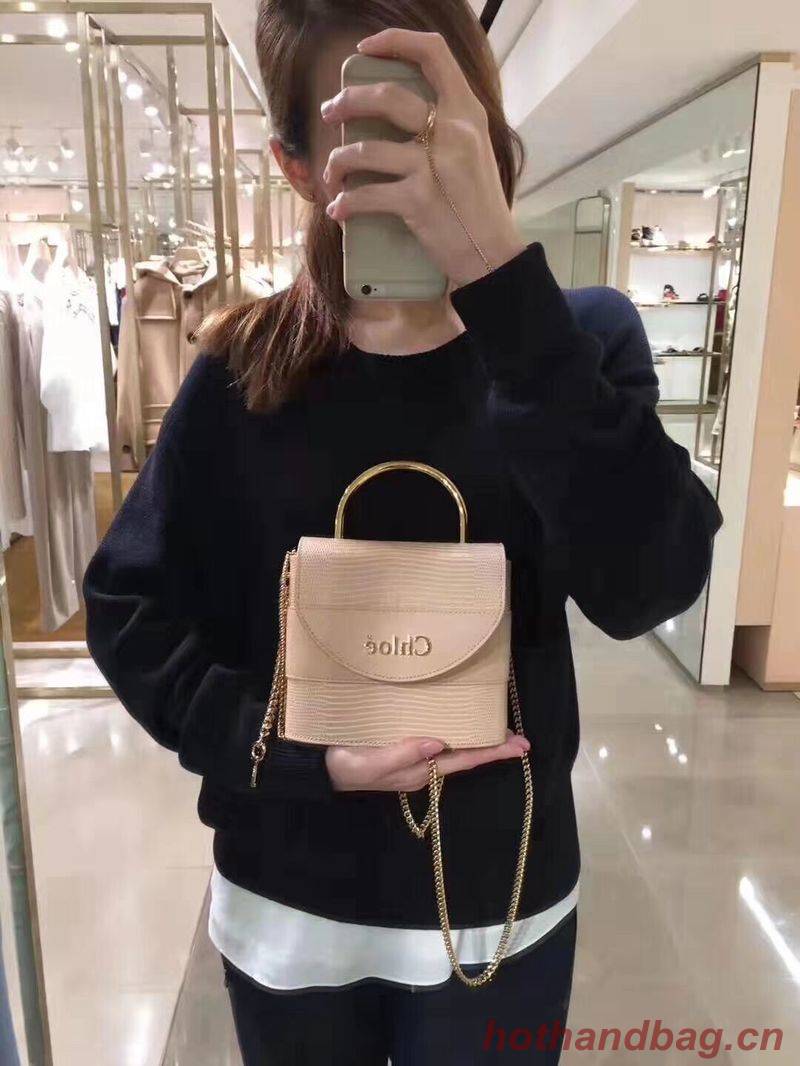 Chloe Small Aby Lock Chain Bag in Embossed Lizard Effect on Calfskin & Goatskin 3S035 Apricot Chloe Small Aby Lock Chain Bag in Embossed Lizard Effect on Calfskin & Goatskin 3S035 Apricot