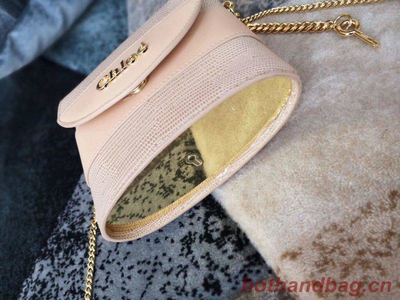 Chloe Small Aby Lock Chain Bag in Embossed Lizard Effect on Calfskin & Goatskin 3S035 Apricot Chloe Small Aby Lock Chain Bag in Embossed Lizard Effect on Calfskin & Goatskin 3S035 Apricot
