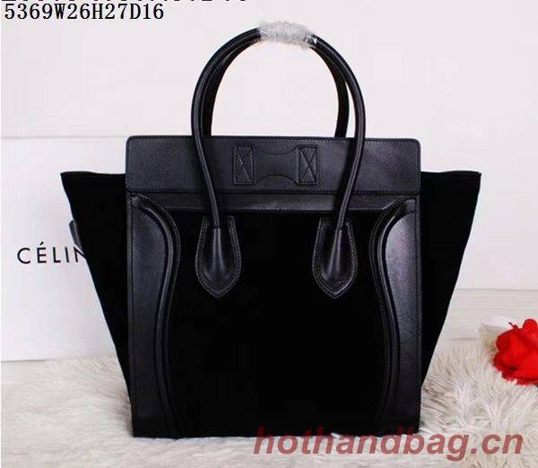 Celine Luggage Micro Tote Bag Original Suede Leather CL5369 Black Celine Luggage Micro Tote Bag Original Suede Leather CL5369 Black