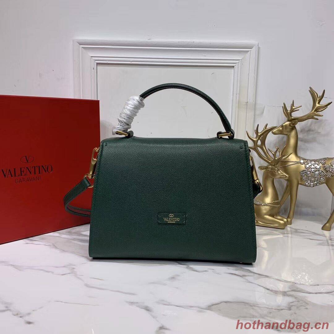 VALENTINO Origianl leather Tote Bag V0025 Blackish green