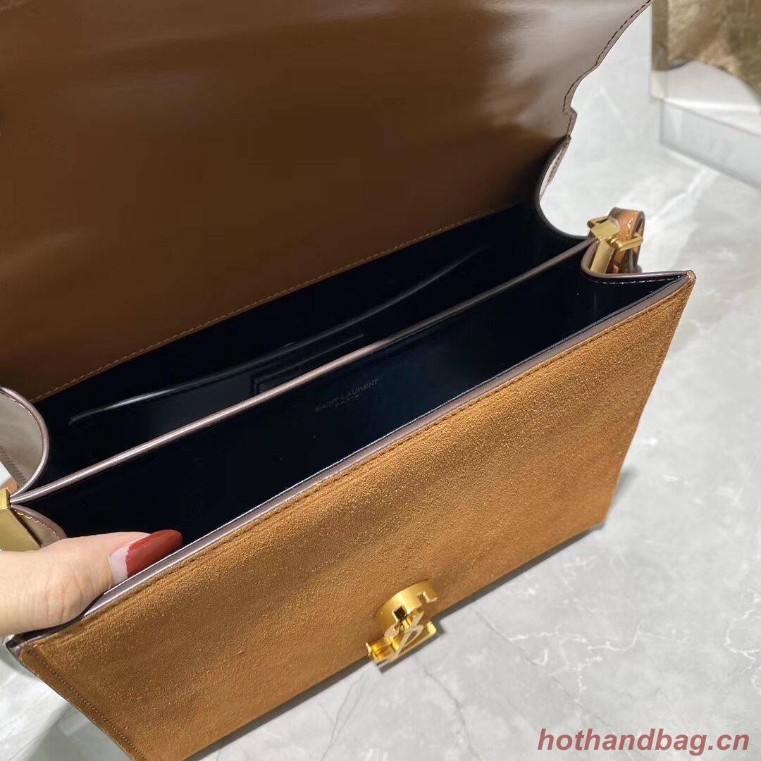 CASSANDRA MEDIUM TOP HANDLE BAG IN SMOOTH LEATHER AND SUEDE Y578001 brwon CASSANDRA MEDIUM TOP HANDLE BAG IN SMOOTH LEATHER AND SUEDE Y578001 brwon