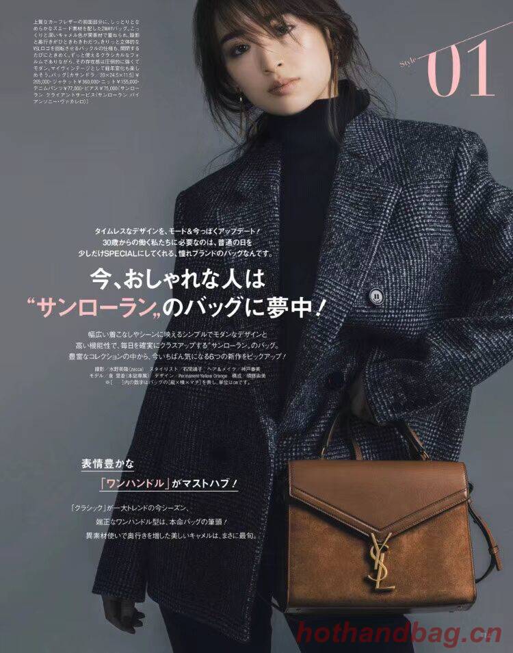 CASSANDRA MEDIUM TOP HANDLE BAG IN SMOOTH LEATHER AND SUEDE Y578001 brwon CASSANDRA MEDIUM TOP HANDLE BAG IN SMOOTH LEATHER AND SUEDE Y578001 brwon