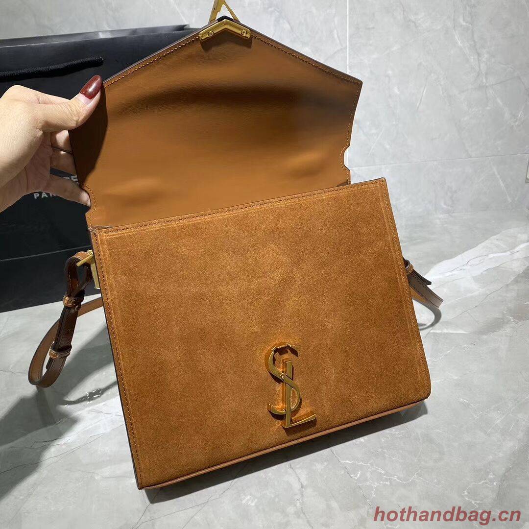 CASSANDRA MEDIUM TOP HANDLE BAG IN SMOOTH LEATHER AND SUEDE Y578001 brwon CASSANDRA MEDIUM TOP HANDLE BAG IN SMOOTH LEATHER AND SUEDE Y578001 brwon