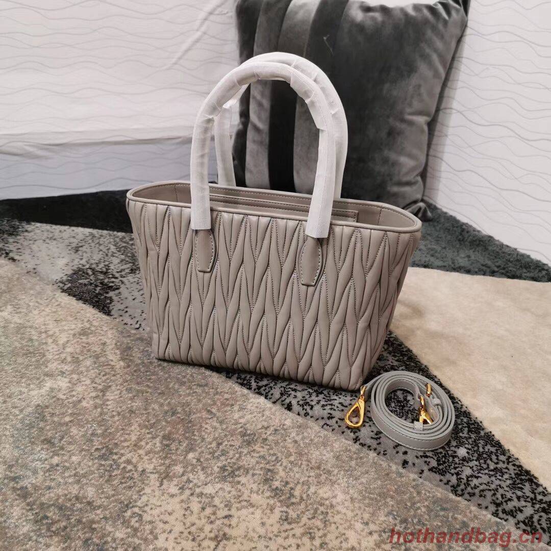 miu miu Matelasse Nappa Leather Top-handle Bag 5BG163 grey miu miu Matelasse Nappa Leather Top-handle Bag 5BG163 grey