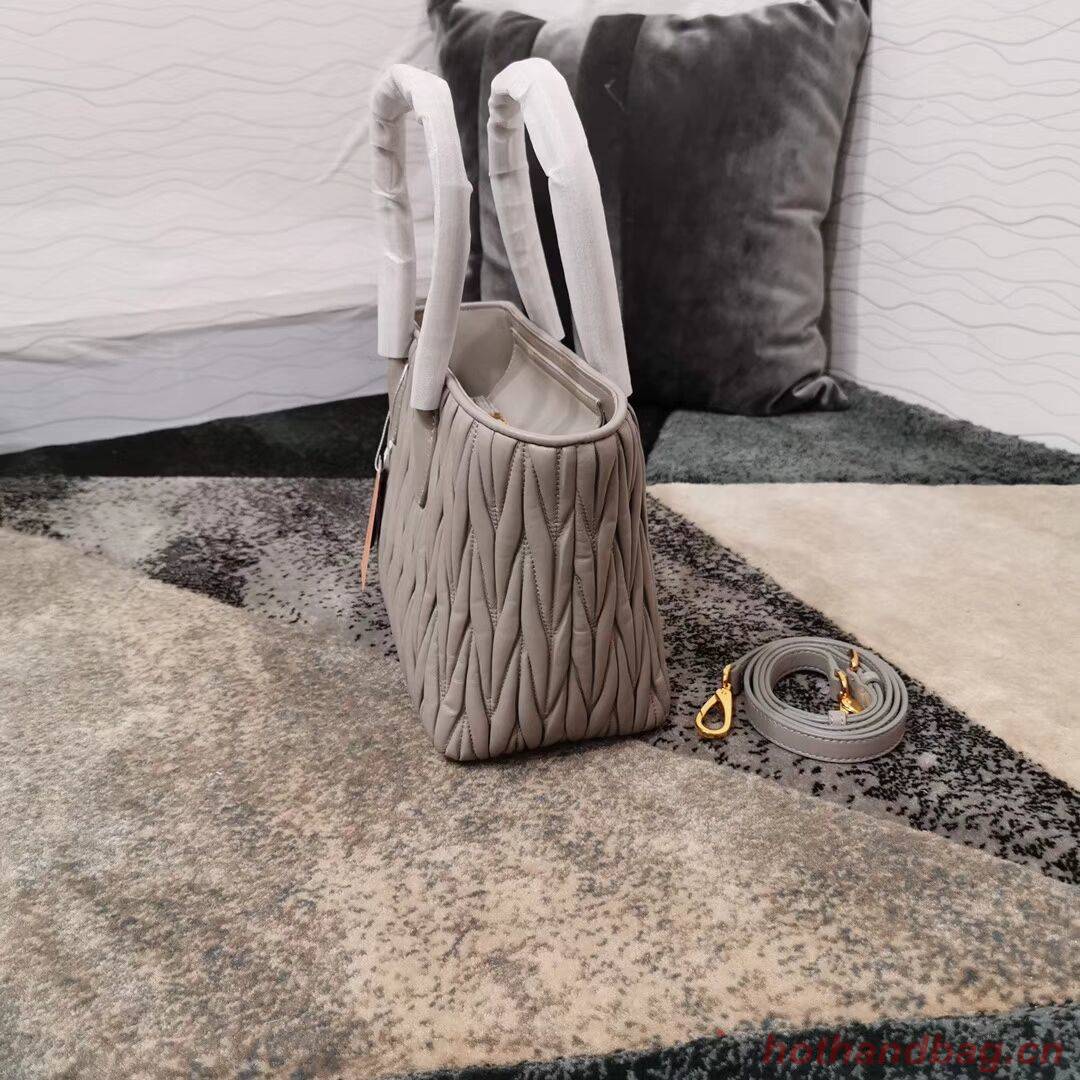 miu miu Matelasse Nappa Leather Top-handle Bag 5BG163 grey miu miu Matelasse Nappa Leather Top-handle Bag 5BG163 grey