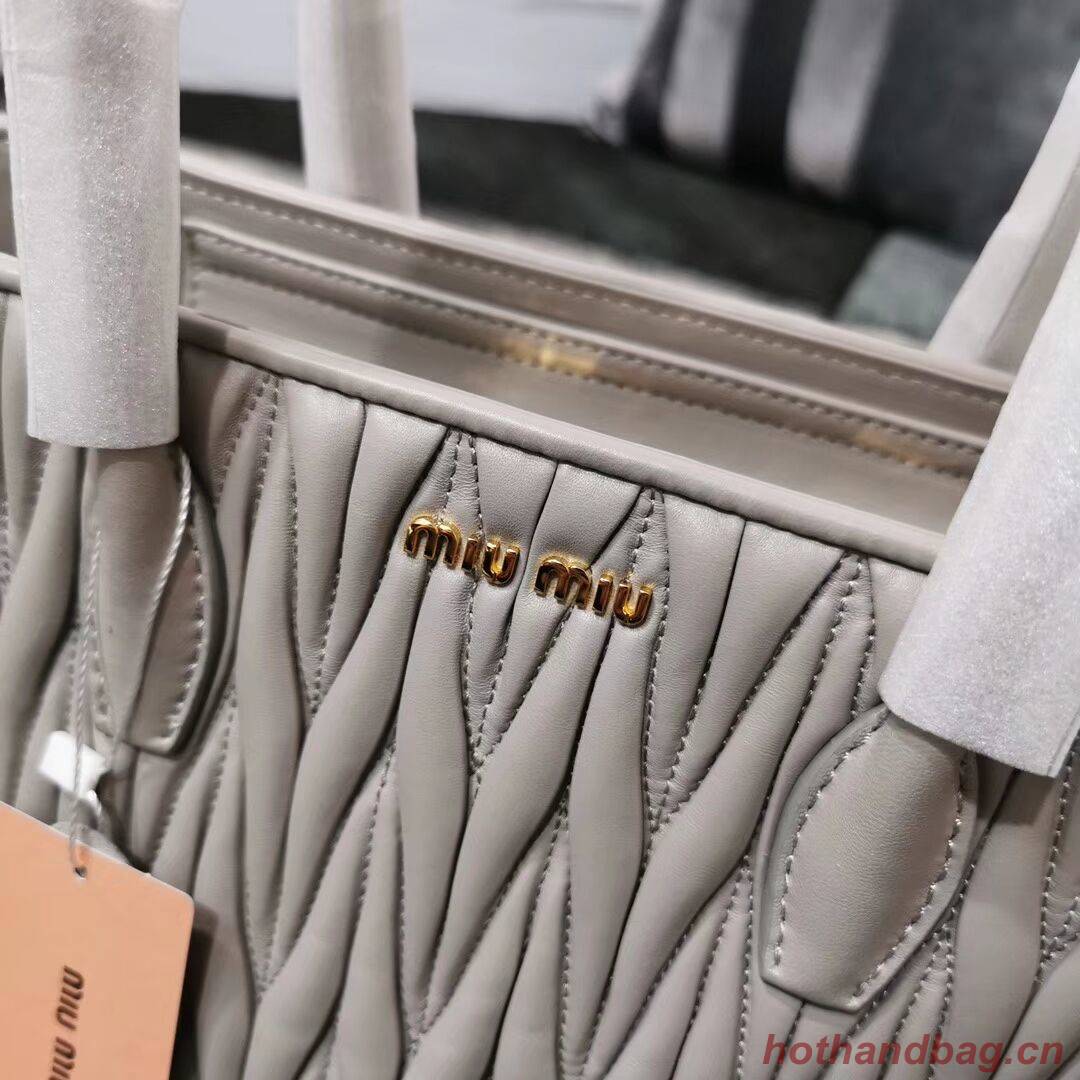 miu miu Matelasse Nappa Leather Top-handle Bag 5BG163 grey miu miu Matelasse Nappa Leather Top-handle Bag 5BG163 grey
