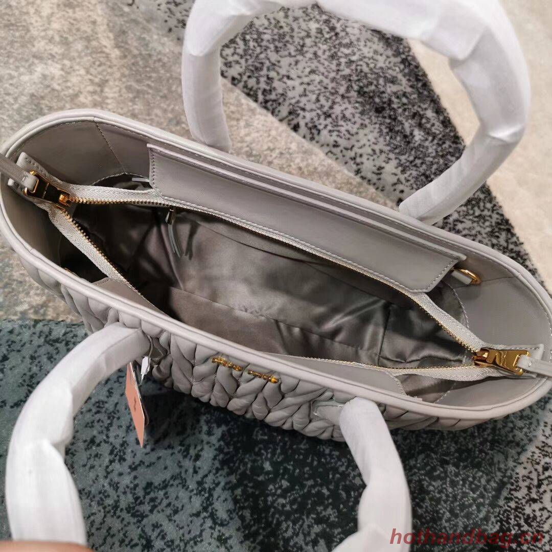 miu miu Matelasse Nappa Leather Top-handle Bag 5BG163 grey miu miu Matelasse Nappa Leather Top-handle Bag 5BG163 grey