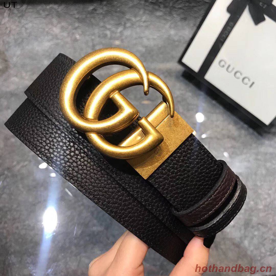 Gucci Original Litchi Leather 4CM Wide Available on both sides Belt 68884C Black & Brown Gucci Original Litchi Leather 4CM Wide Available on both sides Belt 68884C Black & Brown