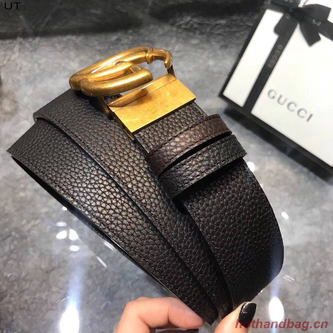 Gucci Original Litchi Leather 4CM Wide Available on both sides Belt 68884C Black & Brown Gucci Original Litchi Leather 4CM Wide Available on both sides Belt 68884C Black & Brown