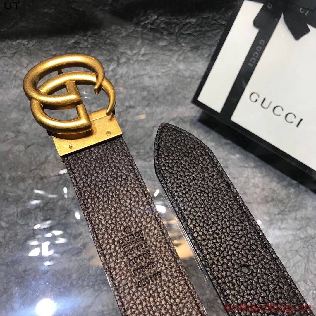 Gucci Original Litchi Leather 4CM Wide Available on both sides Belt 68884C Black & Brown Gucci Original Litchi Leather 4CM Wide Available on both sides Belt 68884C Black & Brown
