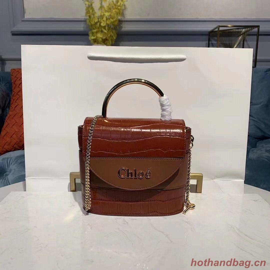 Chloe Original Crocodile skin Leather Top Handle Small Bag 3S030 Brown Chloe Original Crocodile skin Leather Top Handle Small Bag 3S030 Brown