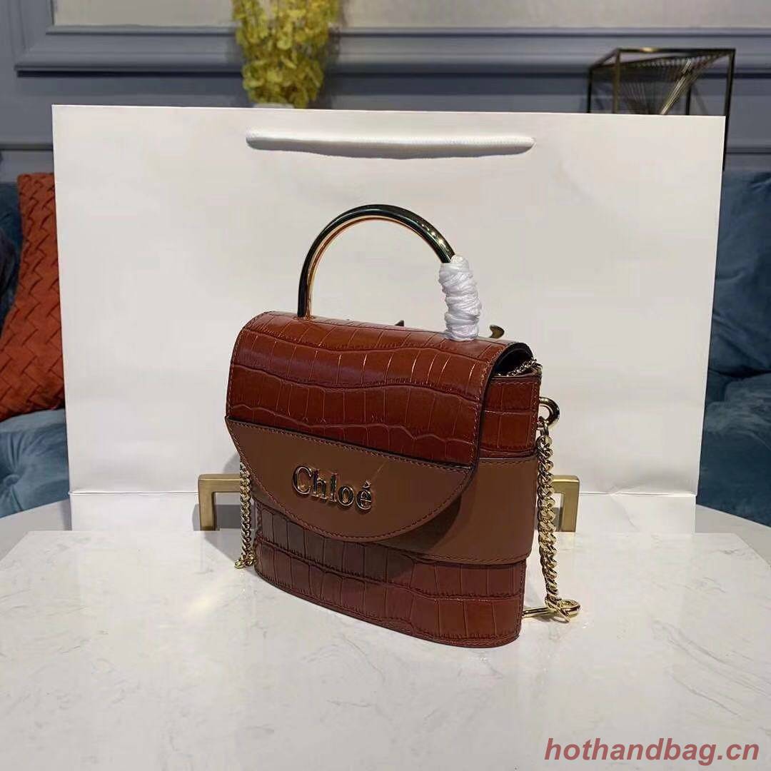 Chloe Original Crocodile skin Leather Top Handle Small Bag 3S030 Brown Chloe Original Crocodile skin Leather Top Handle Small Bag 3S030 Brown