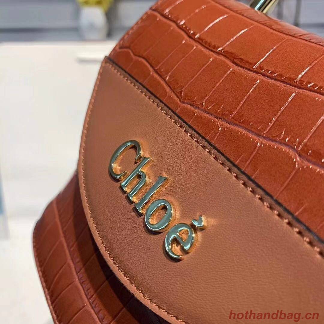 Chloe Original Crocodile skin Leather Top Handle Small Bag 3S030 Brown Chloe Original Crocodile skin Leather Top Handle Small Bag 3S030 Brown