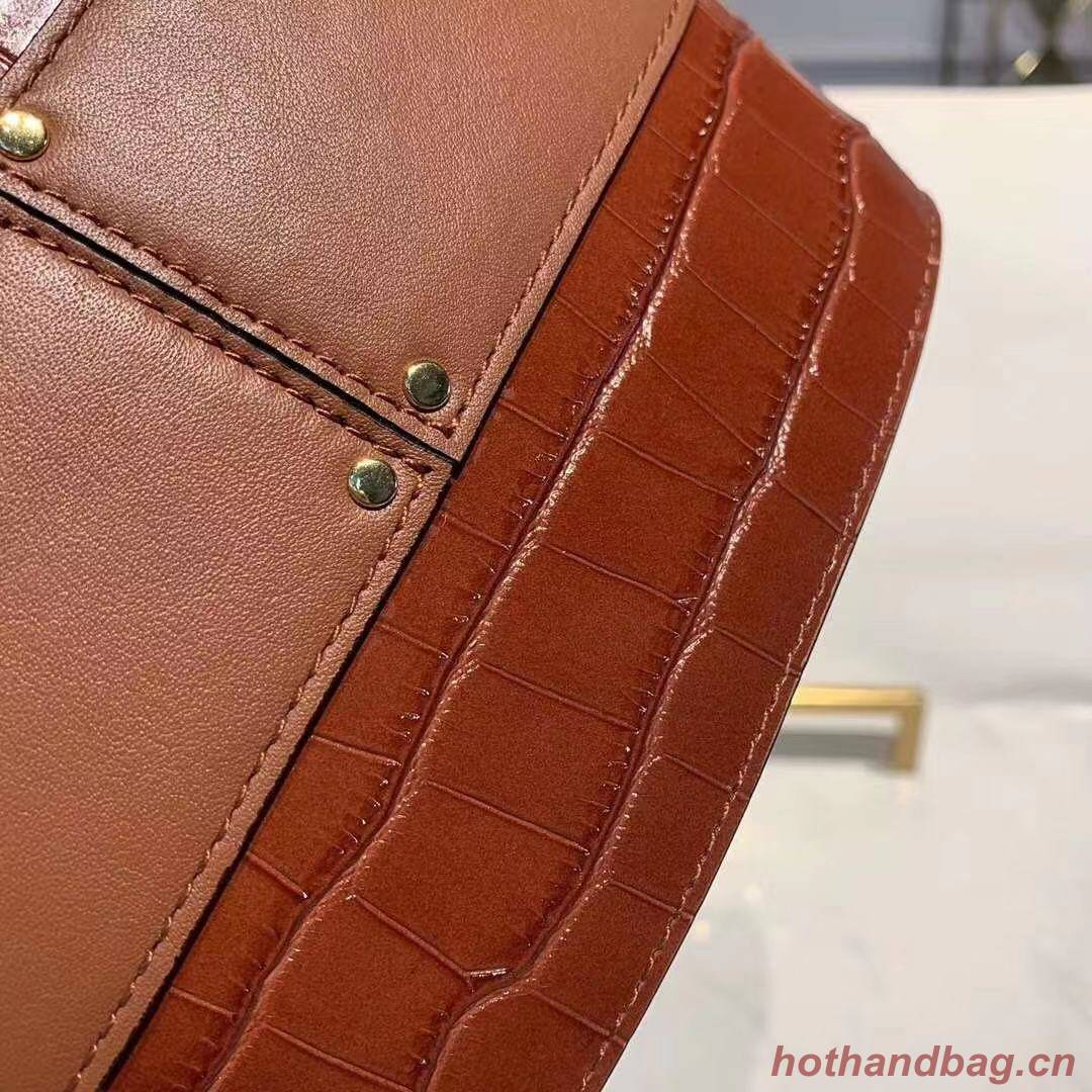 Chloe Original Crocodile skin Leather Top Handle Small Bag 3S030 Brown Chloe Original Crocodile skin Leather Top Handle Small Bag 3S030 Brown