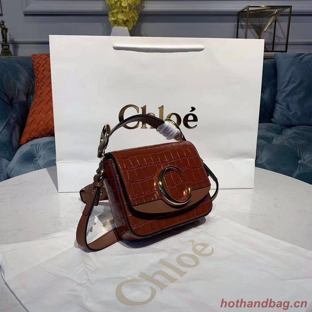 Chloe Original Crocodile skin Leather Top Handle Small Bag 3S030 brown Chloe Original Crocodile skin Leather Top Handle Small Bag 3S030 brown