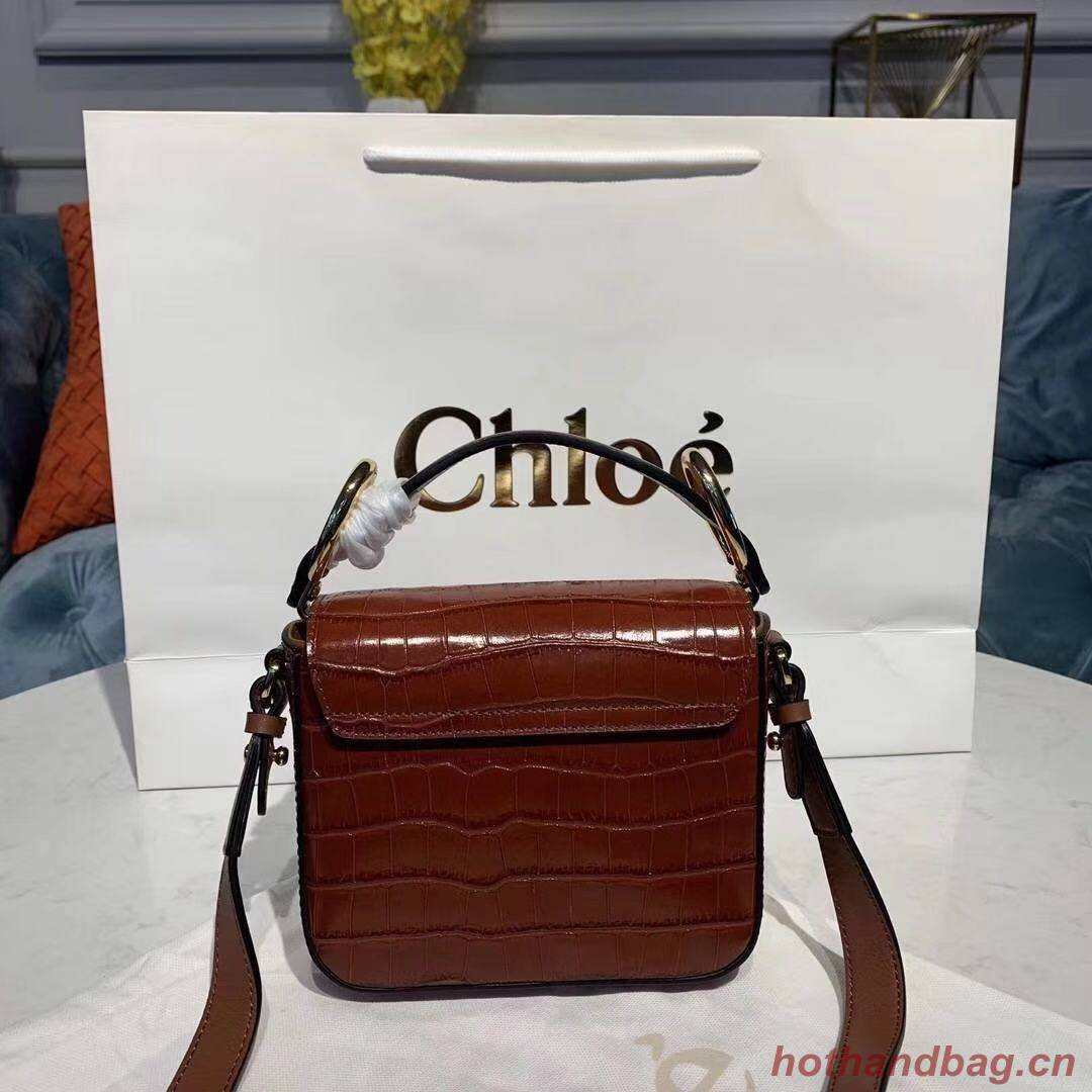 Chloe Original Crocodile skin Leather Top Handle Small Bag 3S030 brown Chloe Original Crocodile skin Leather Top Handle Small Bag 3S030 brown