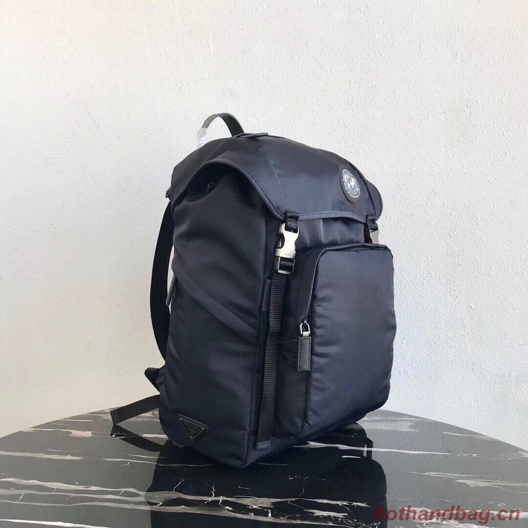 Prada Re-Nylon backpack 2VZ135 black&blue Prada Re-Nylon backpack 2VZ135 black&blue