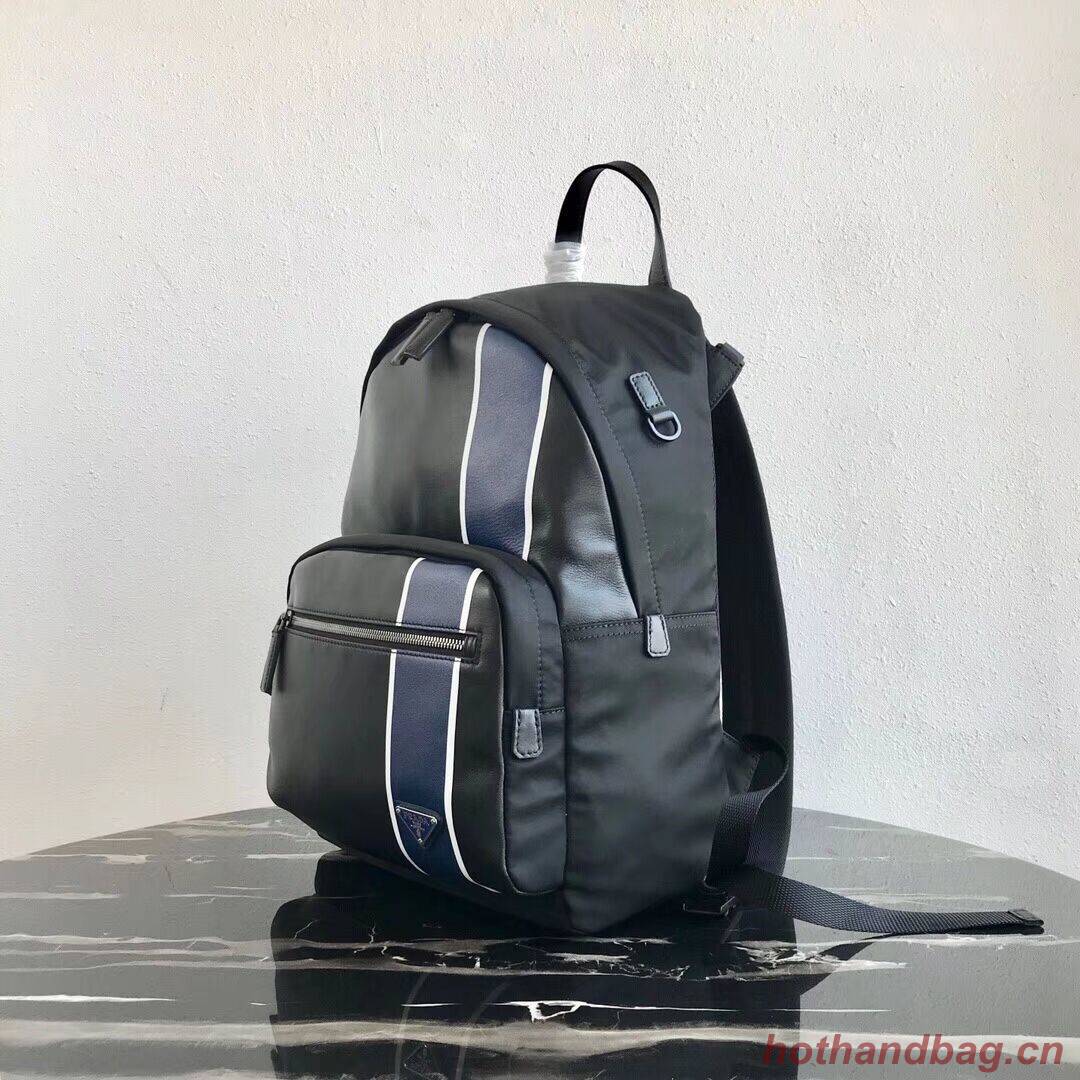 Prada Technical fabric and leather backpack 2VZ066 black&blue Prada Technical fabric and leather backpack 2VZ066 black&blue