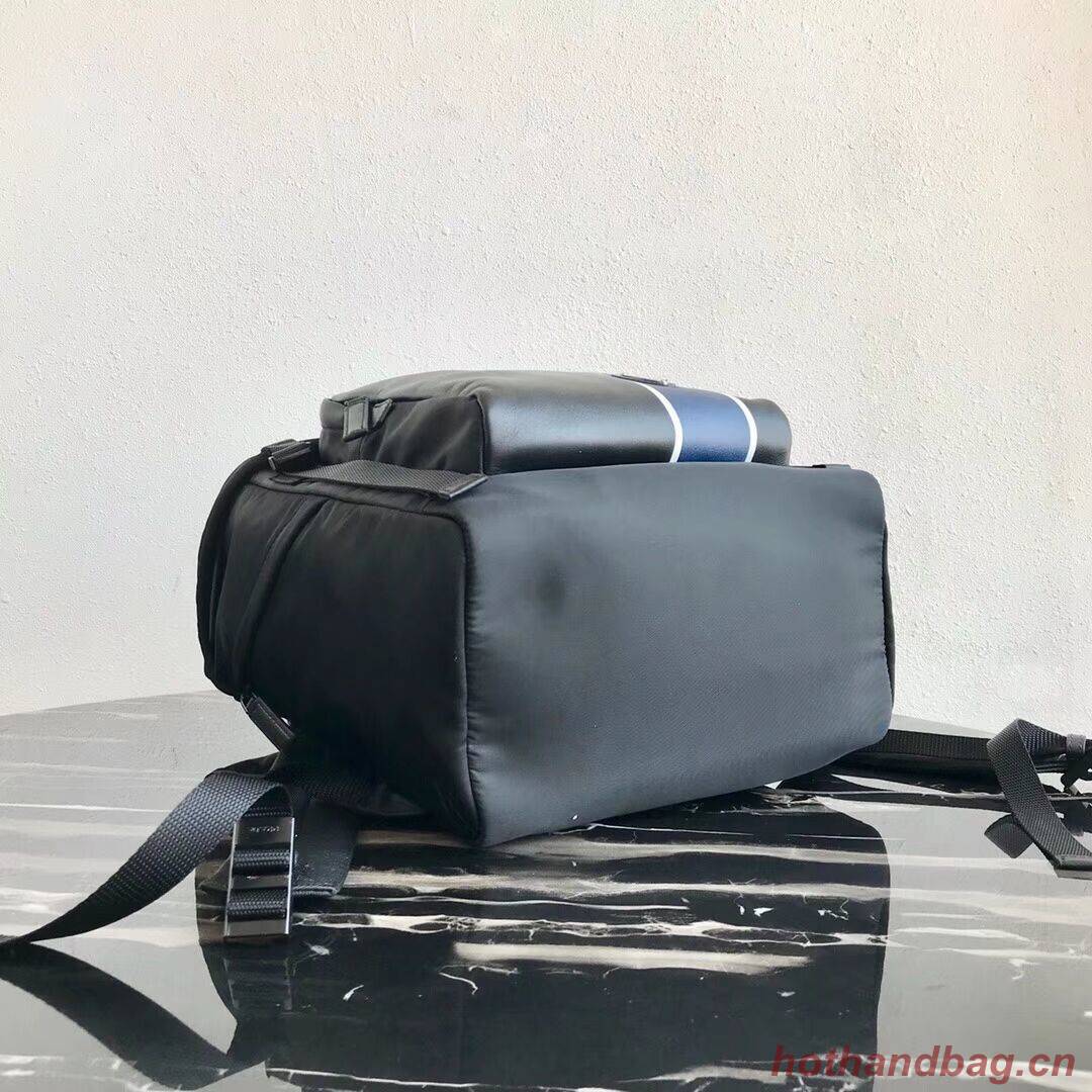 Prada Technical fabric and leather backpack 2VZ135 black&blue Prada Technical fabric and leather backpack 2VZ135 black&blue