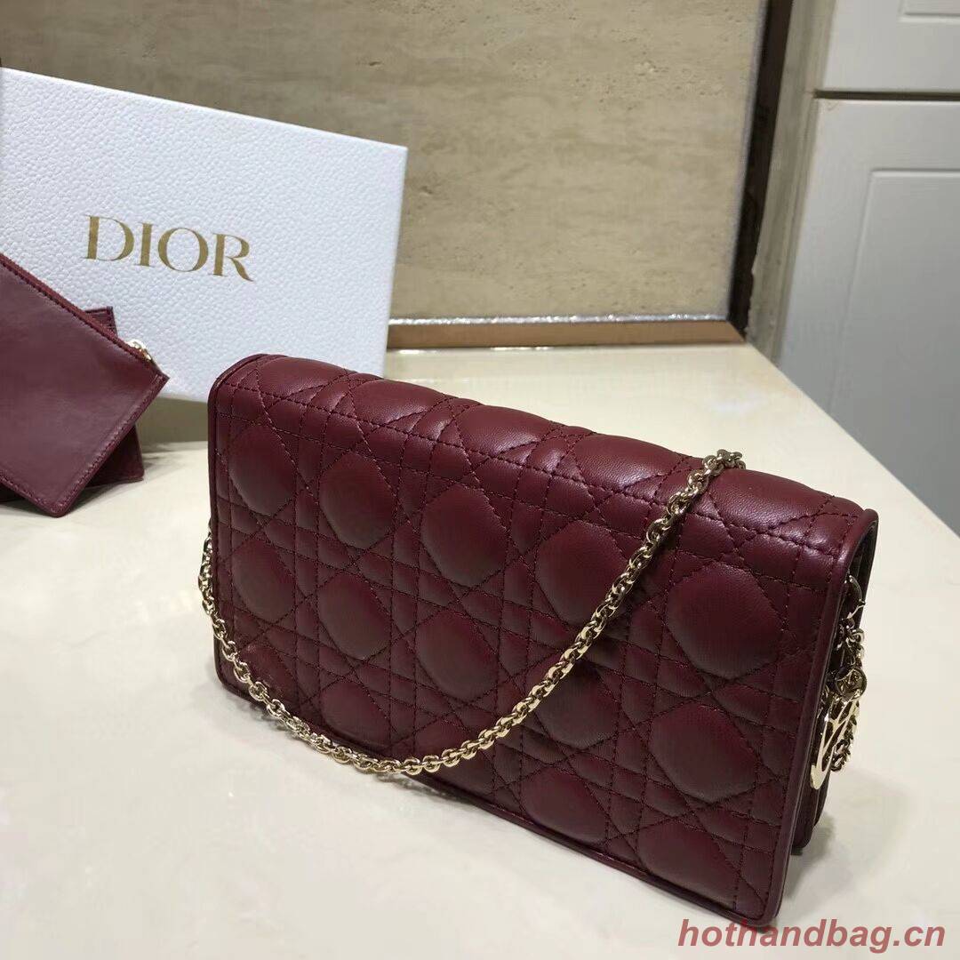 LADY DIOR Sheepskin WALLET C9025A Burgundy LADY DIOR Sheepskin WALLET C9025A Burgundy