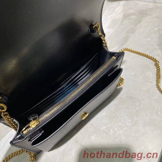 Yves Saint Laurent Calfskin Leather Shoulder Bag Y533036 black&gold-Tone Metal